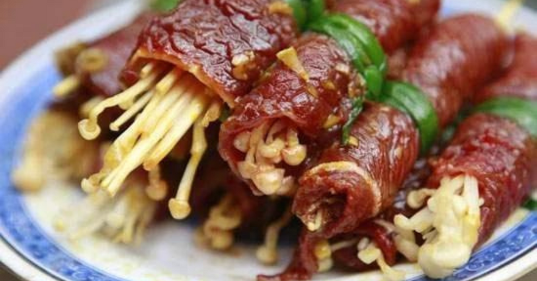 Cách làm thịt bò cuộn nấm kim châm cực dễ dàng