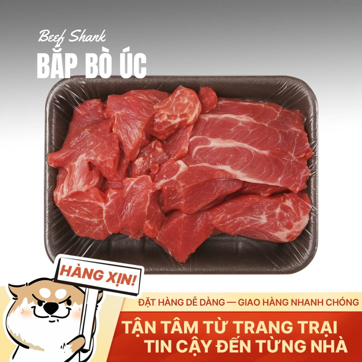 Bắp Bò Úc Cắt Món Hầm - Thớ Dày Chắc - 500g