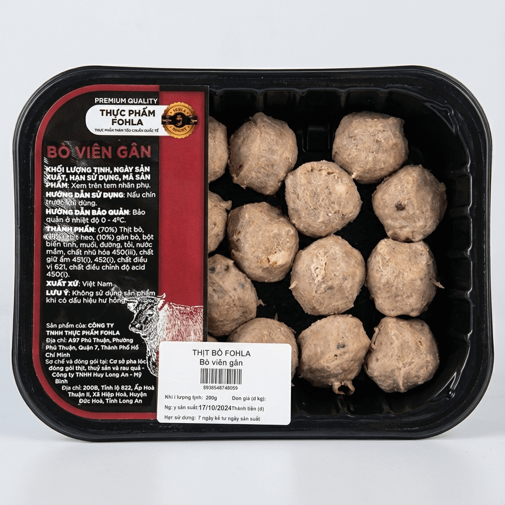 Bò Viên Gân Tươi Fohla - Khay 250g | Dai Sật, Gân Giòn Thật