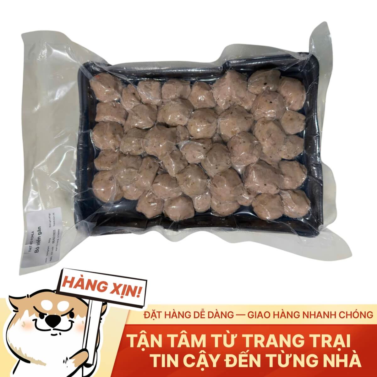 Bò Viên Tỏi Ớt Việt Nam - Đậm Đà - Khay 500g