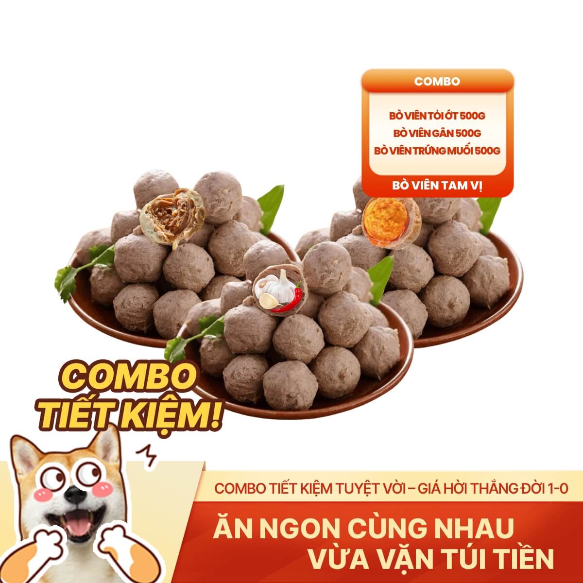 Combo Bò Viên Tam Vị - Hương Vị Tinh Tế - Tiết Kiệm 11.3%