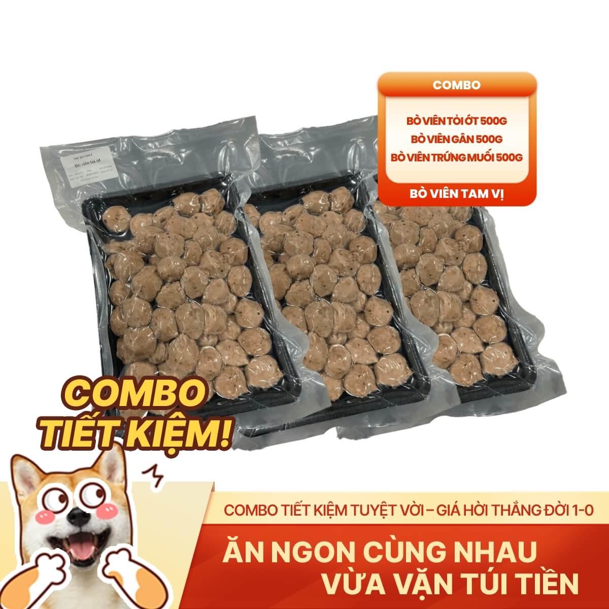 Combo Bò Viên Tam Vị - Hương Vị Tinh Tế - Tiết Kiệm 11.3%