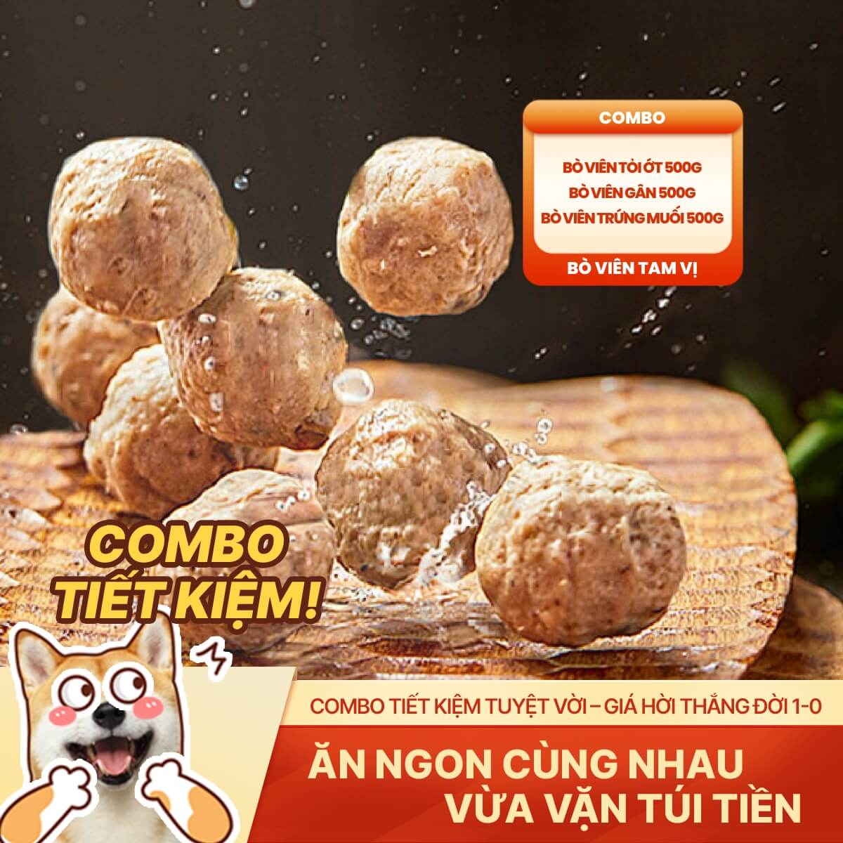 Combo Bò Viên Tam Vị - Hương Vị Tinh Tế - Tiết Kiệm 11.3%