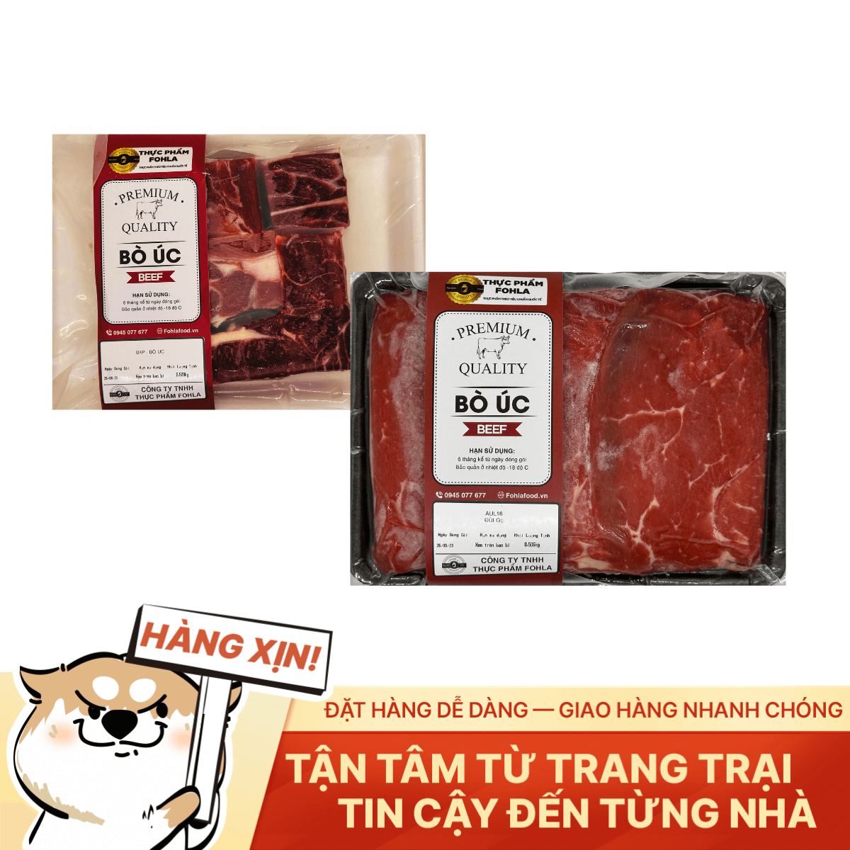 Đùi gọ bò Úc đóng khay