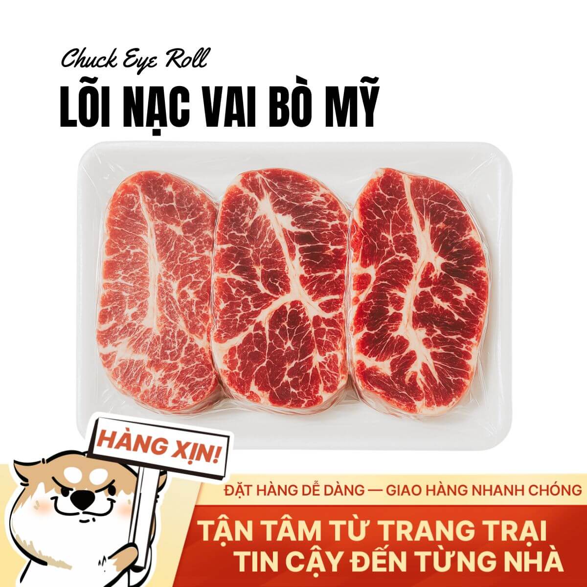 Lõi Nạc Vai Bò Mỹ - Prime Cut - 500g