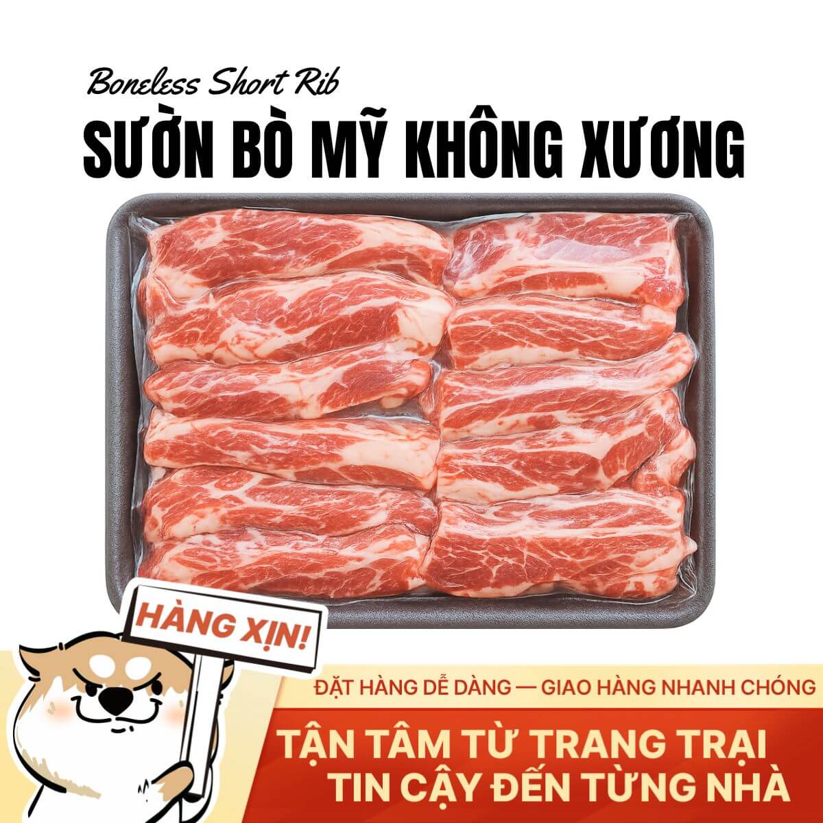 Sườn Bò Mỹ Không Xương - Premium Cut - 500g