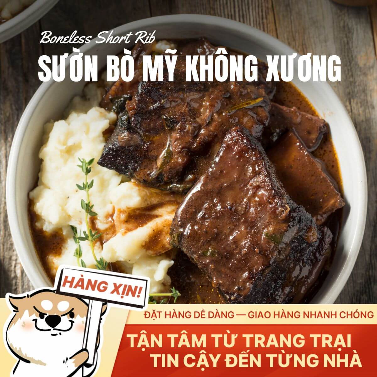 Sườn Bò Mỹ Không Xương - Premium Cut - 500g