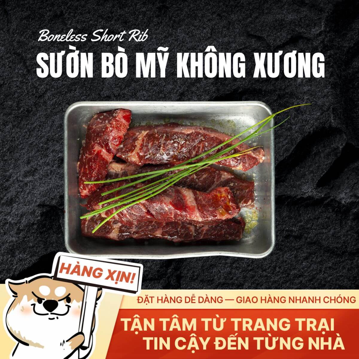 Sườn Bò Mỹ Không Xương - Premium Cut - 500g