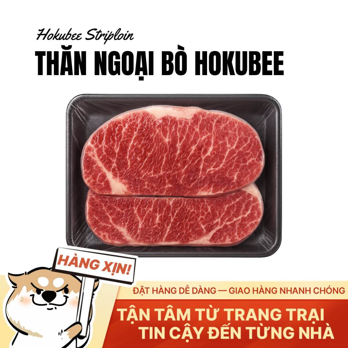 Thăn Ngoại Bò Hokubee - Cắt Steak 2cm - 500g