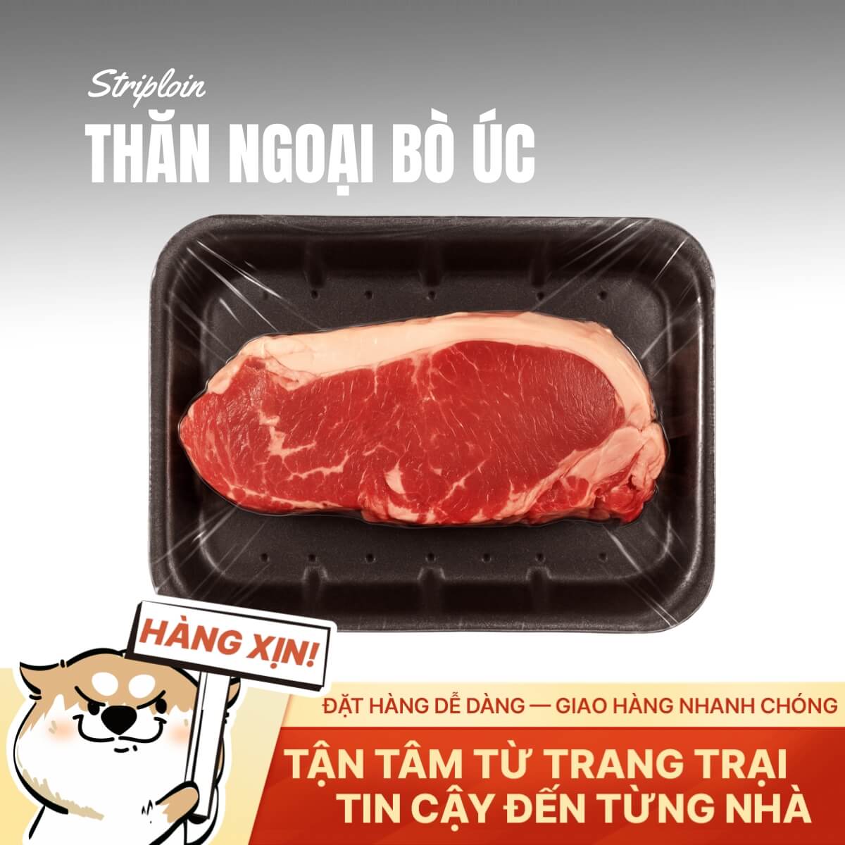 Thăn Ngoại Bò Úc - Cắt Steak 2cm - 500g