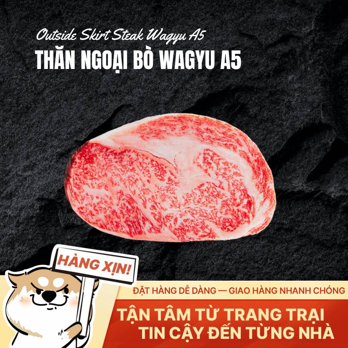 Thăn Ngoại Bò Wagyu A5 Nhật Bản - Premium Striploin - 500g