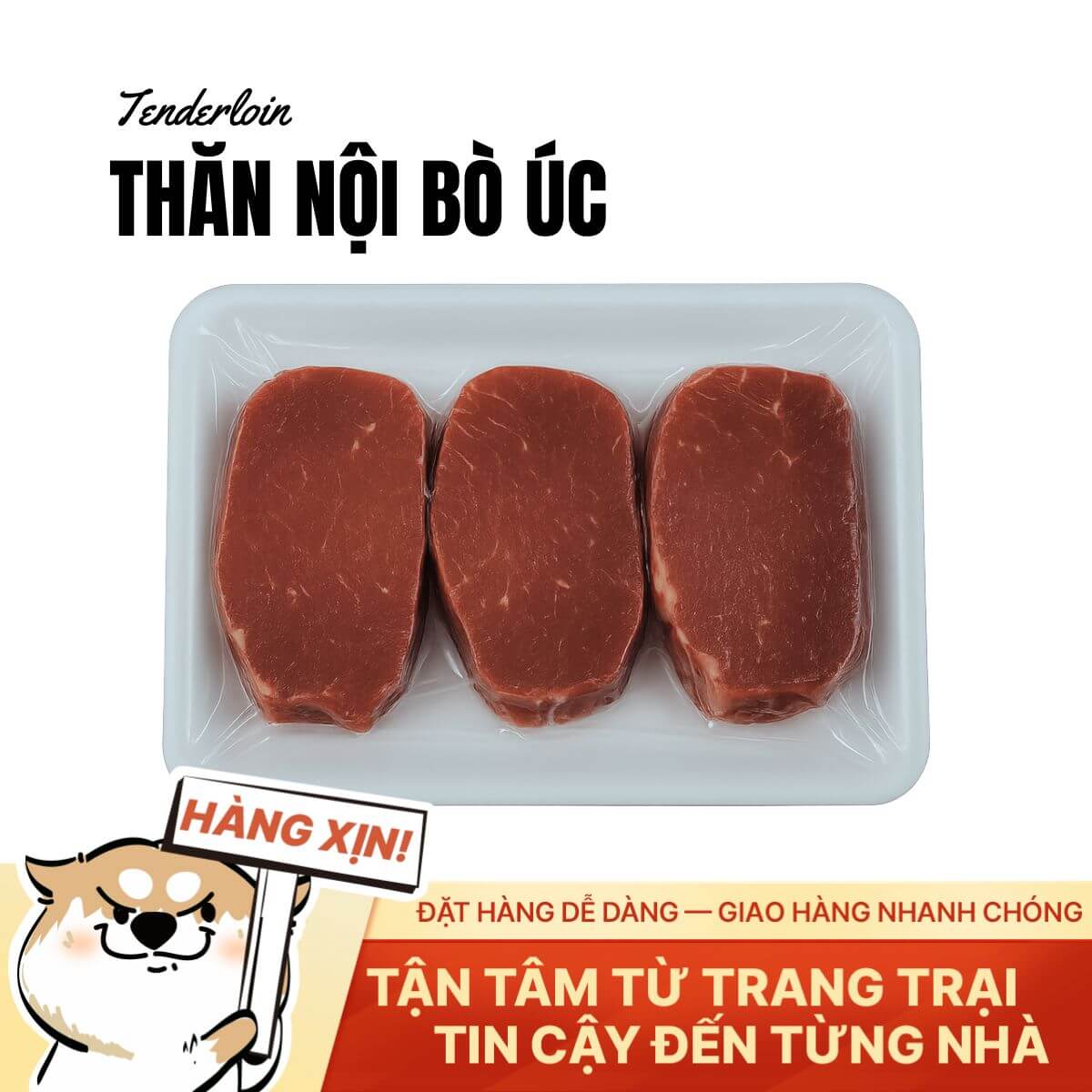 Thăn Nội Bò Úc - Premium Tenderloin - 500g