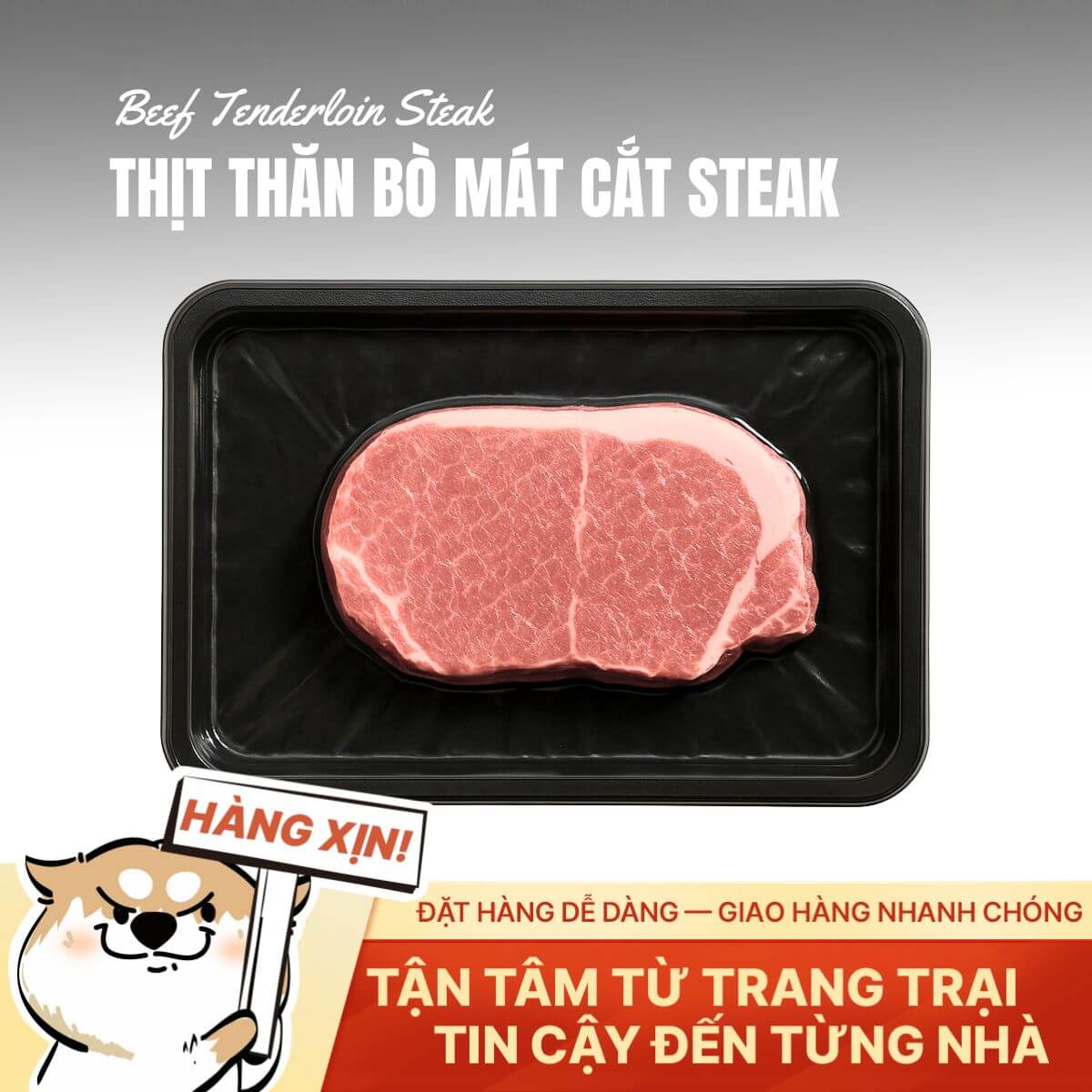 Thịt Thăn Bò Mát Việt Nam - Cắt Steak 2cm - 250g