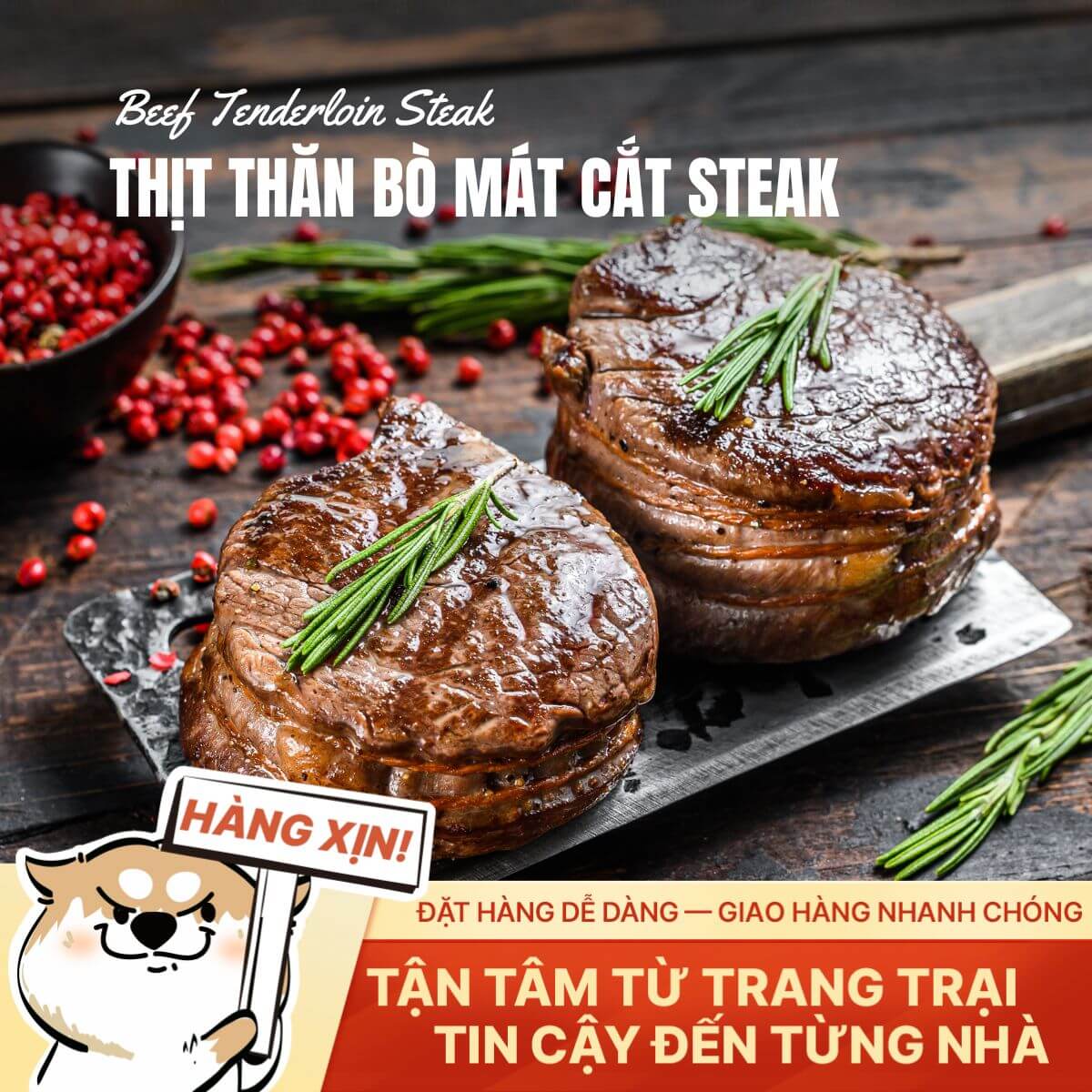 Thịt Thăn Bò Mát Việt Nam - Cắt Steak 2cm - 250g