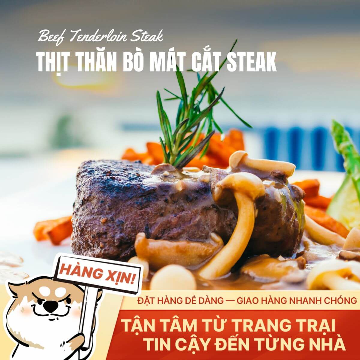 Thịt Thăn Bò Mát Việt Nam - Cắt Steak 2cm - 250g