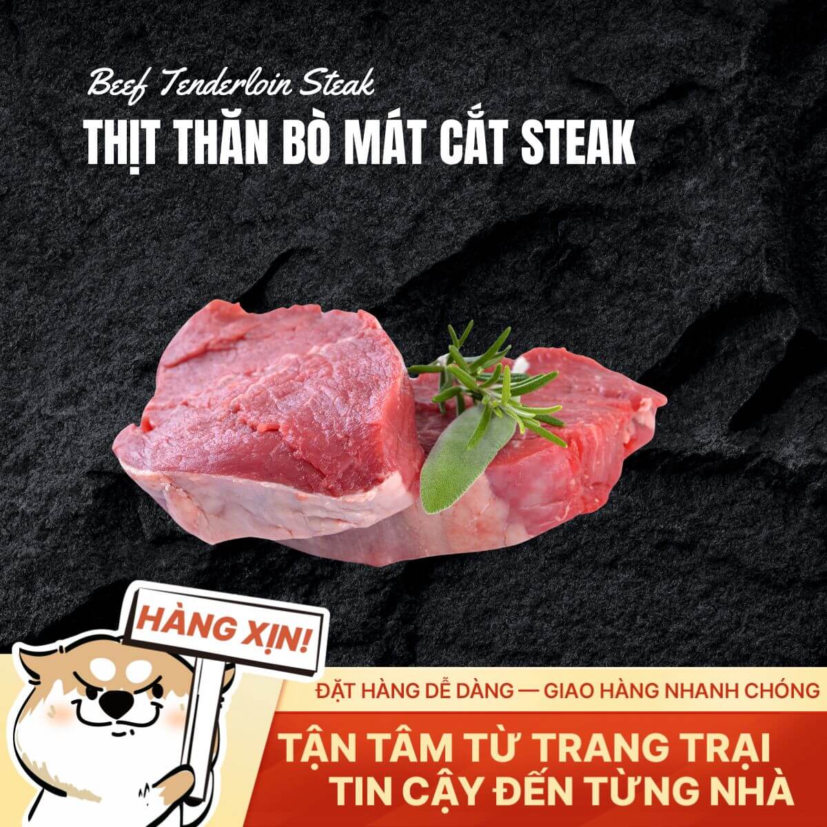 Thịt Thăn Bò Mát Việt Nam - Cắt Steak 2cm - 250g
