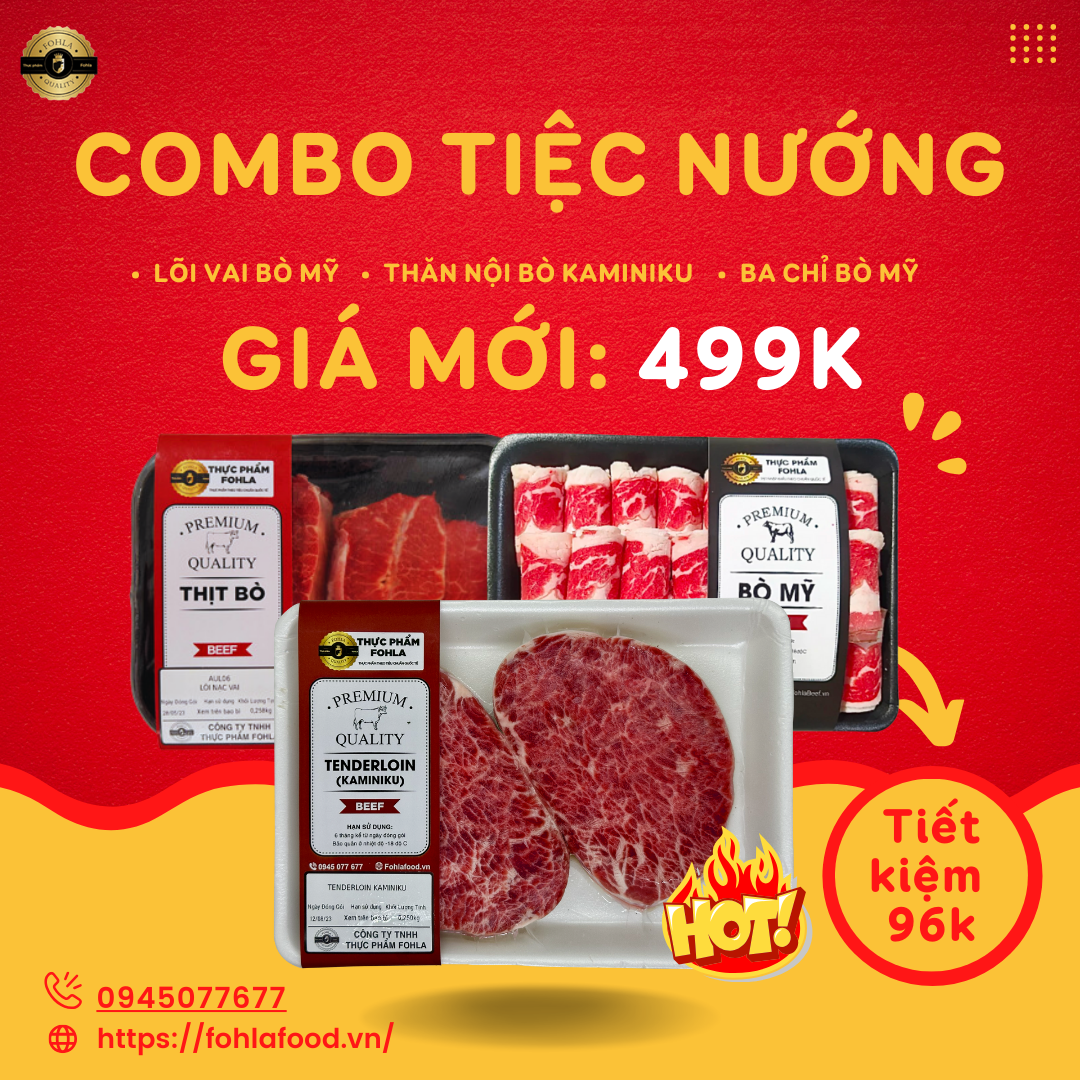 Combo Tiệc Nướng 3 Món (Thăn nội, Lõi nạc vai, Ba chỉ)