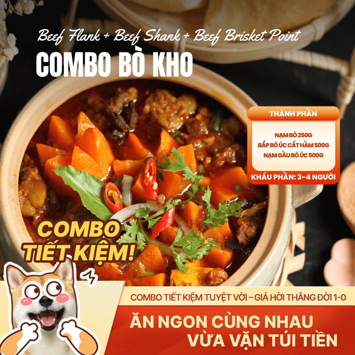 Combo Bò Kho Đặc Biệt - Hương Vị Truyền Thống - 3 Món