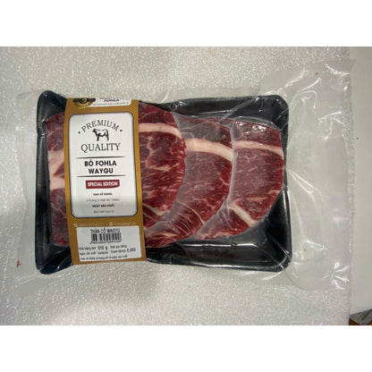 Vỉ thăn cổ bò Fohla Wagyu 500g hút chân không hình thật