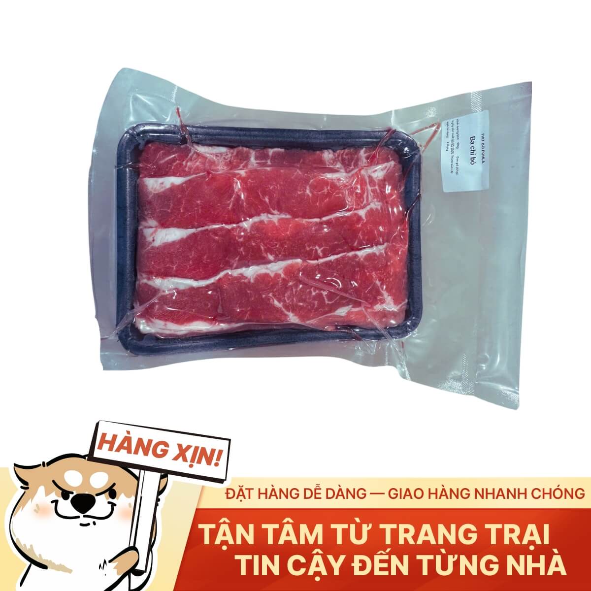 Ba Chỉ Bò Mỹ - Thái Mỏng - 500g