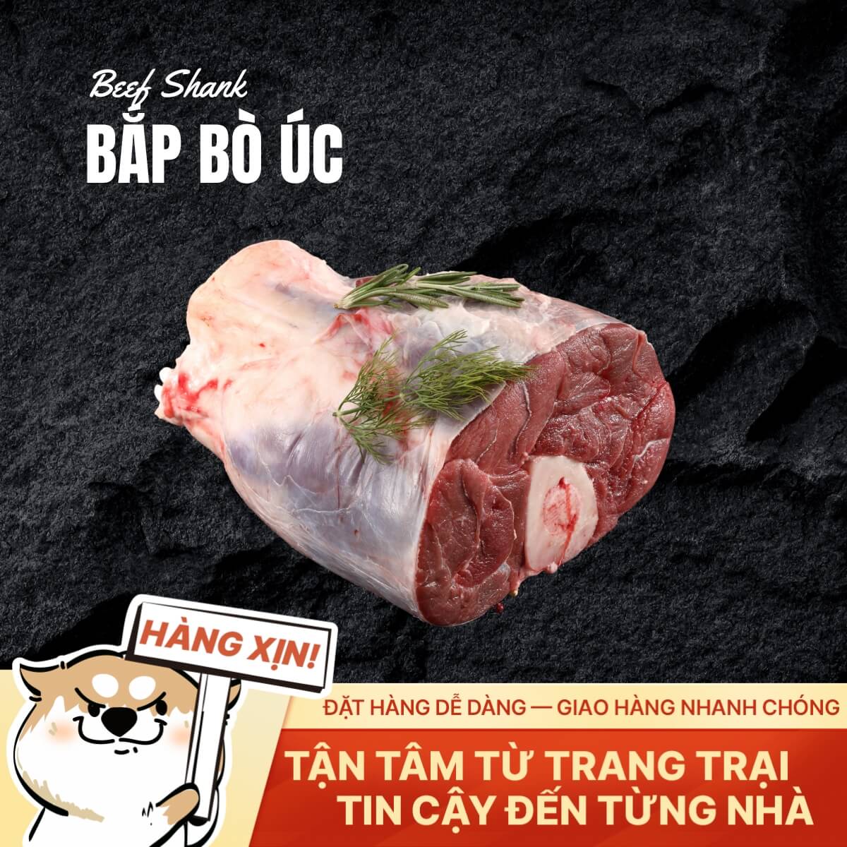 Bắp Bò Úc Cắt Món Hầm - Thớ Dày Chắc - 500g