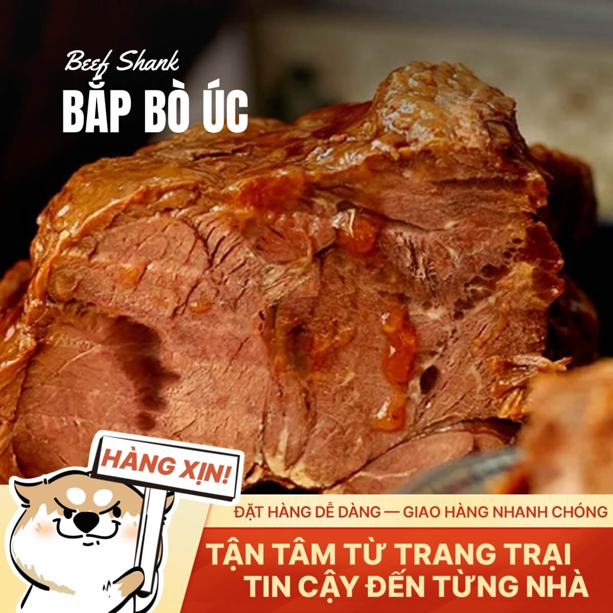 Bắp Bò Úc Cắt Món Hầm - Thớ Dày Chắc - 500g