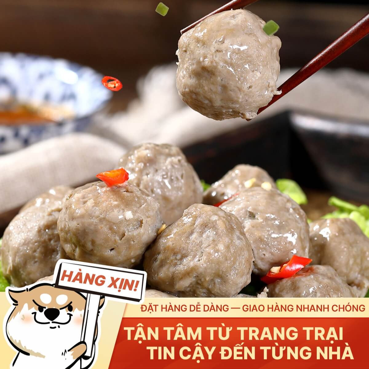 Bò Viên Tỏi Ớt Việt Nam - Đậm Đà - Khay 500g