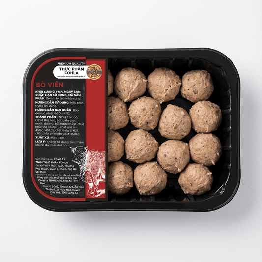 Bò Viên Tươi Fohla - Khay 250g | Thịt Bò Xay 100%, Không Bột