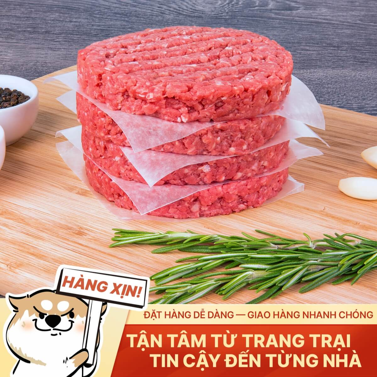 Bò Xay Đóng Hamburger Việt Nam - 500g