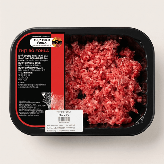 Bò Xay Tươi Việt Nam - Khay 250g | Xay Nhuyễn, Thịt Nạc 100%