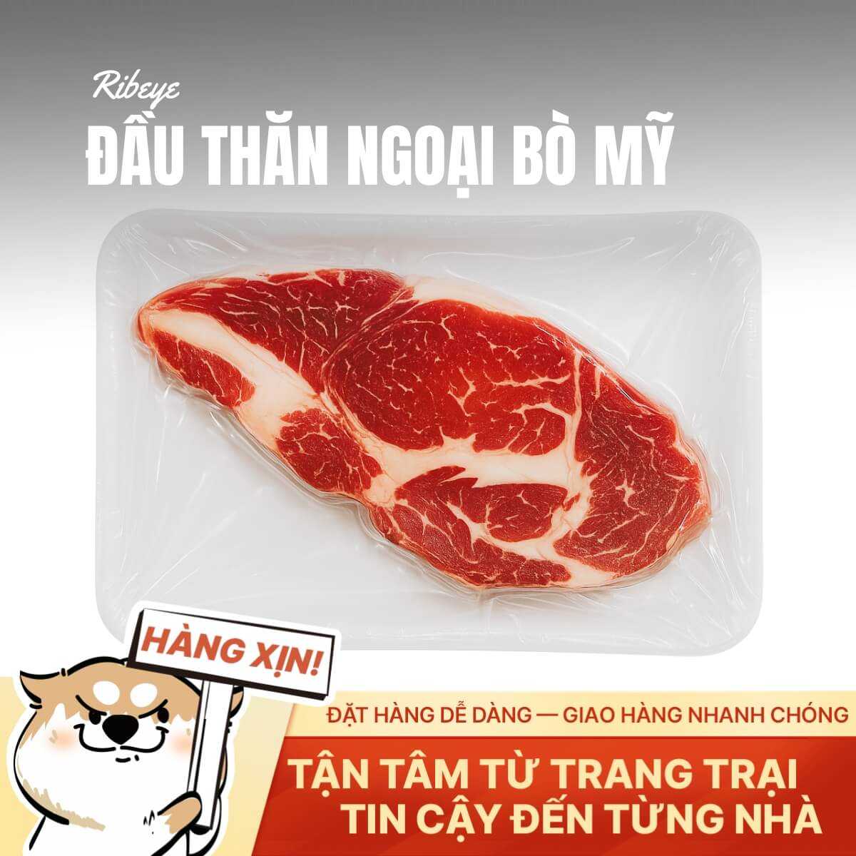 Đầu Thăn Ngoại Bò Mỹ - Cắt Steak 2cm - 500g