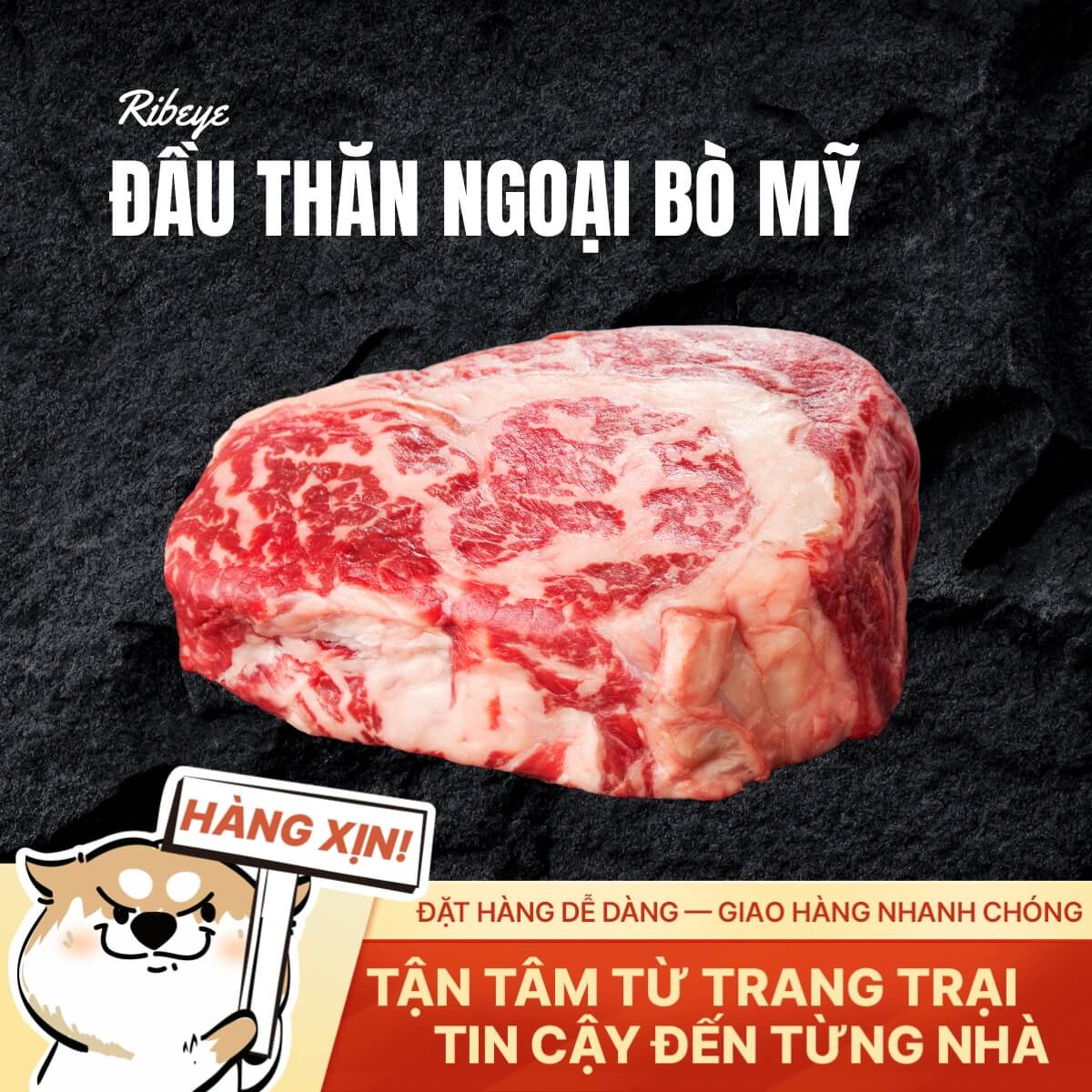 Đầu Thăn Ngoại Bò Mỹ - Cắt Steak 2cm - 500g