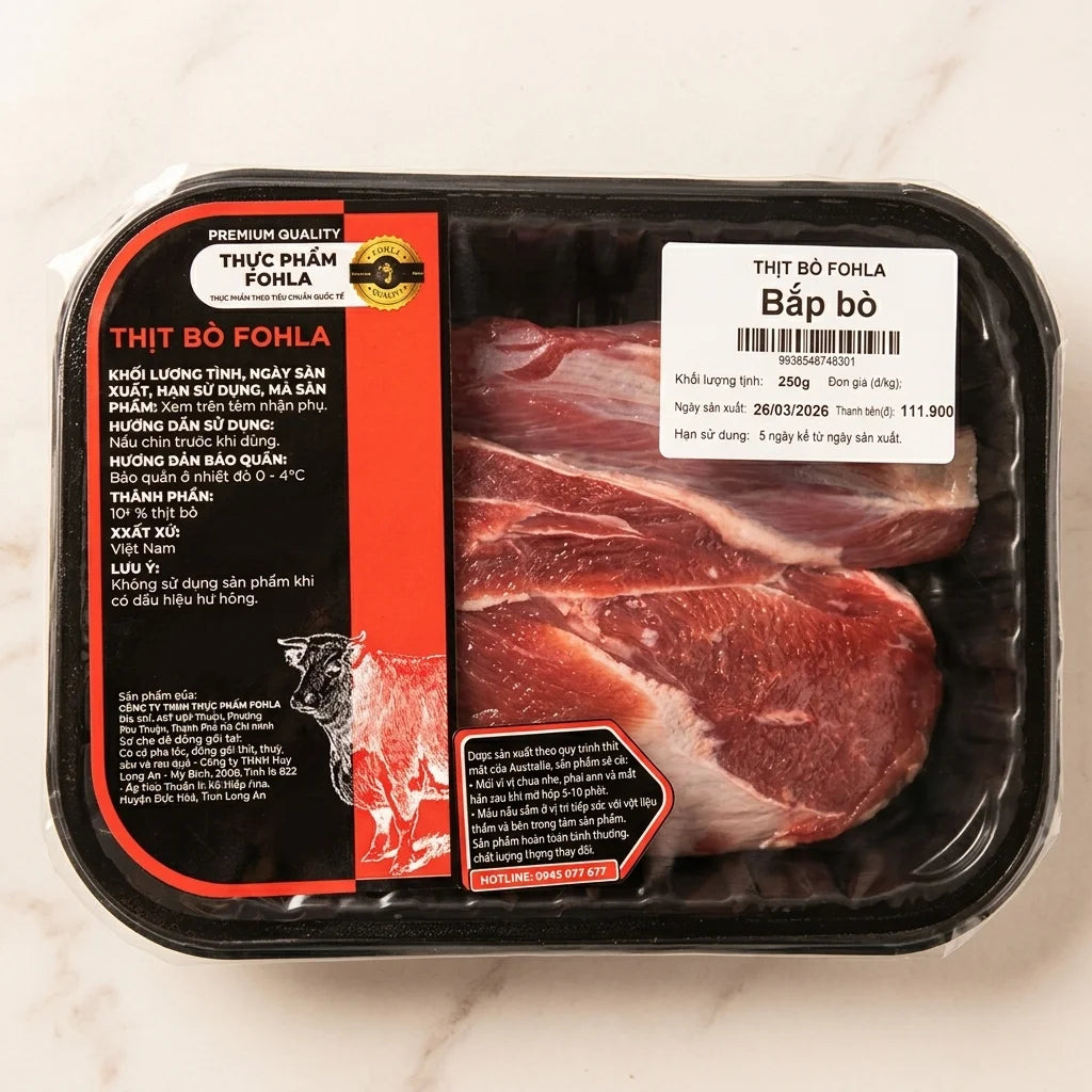 Bắp Bò Tươi Fohla - Khay 250g - Đóng gói MAP