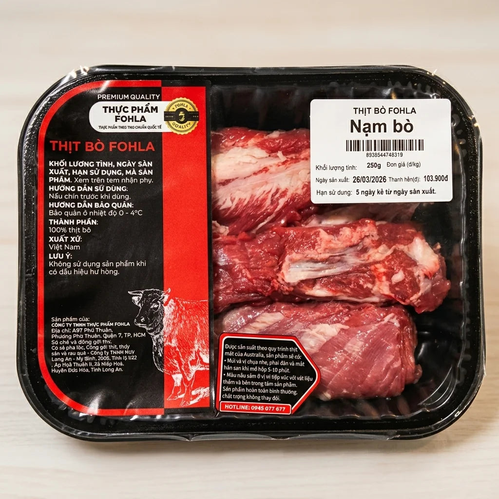 Nạm Bò Tươi Fohla - Khay 250g - Đóng gói MAP