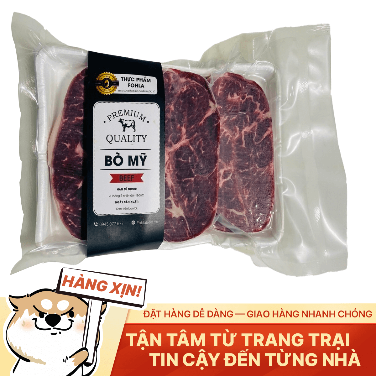 Lõi Nạc Vai Bò Mỹ - Prime Cut - 500g