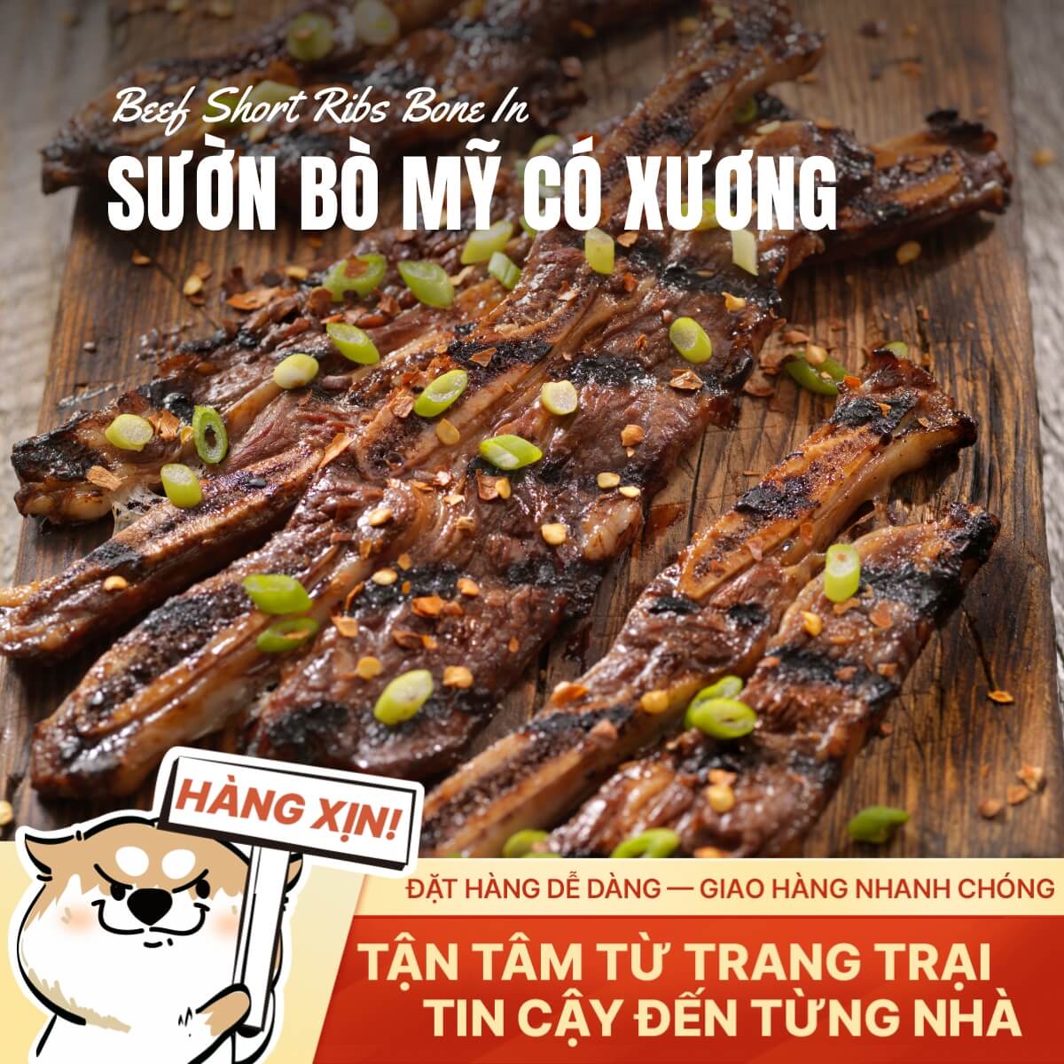 Sườn Bò Mỹ Có Xương - Thịt Chắc Ngọt - 500g