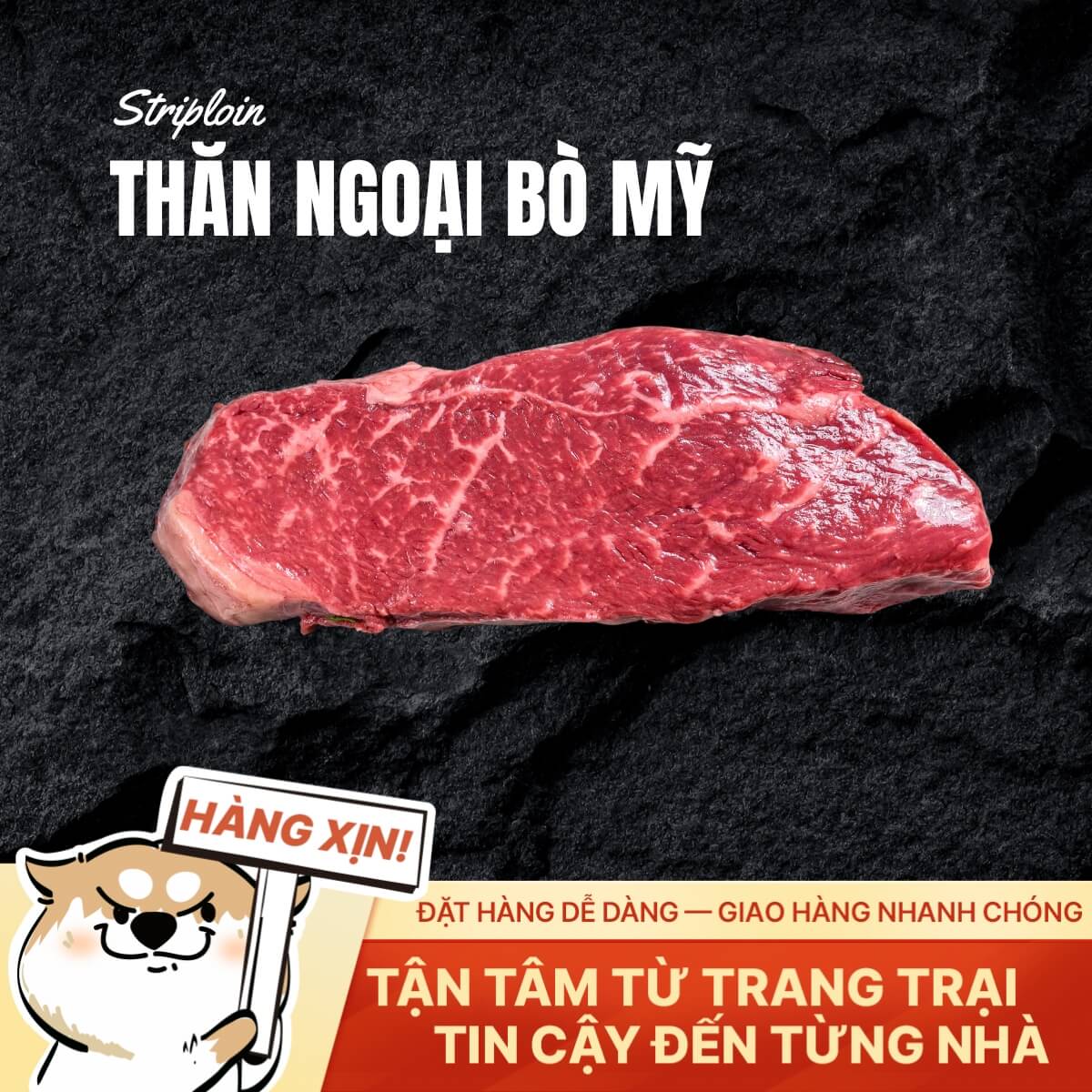 Thăn Ngoại Bò Mỹ - Cắt Steak 2cm - 500g
