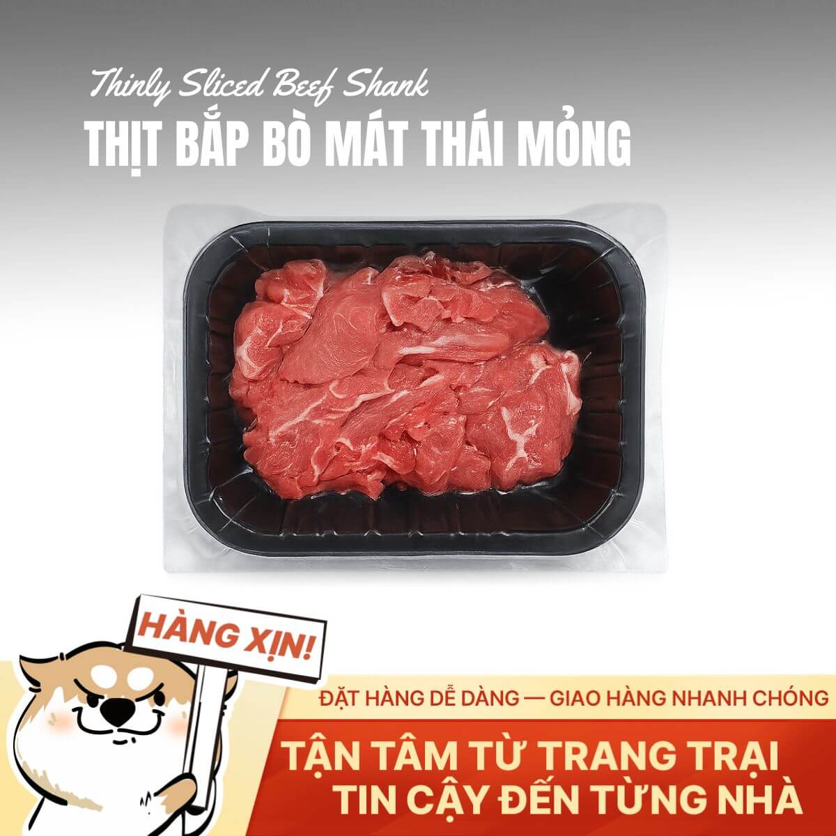 Thịt Bắp Bò Mát Việt Nam - Thái Mỏng 2.5mm - 250g