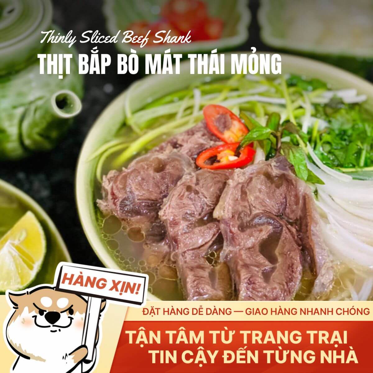 Thịt Bắp Bò Mát Việt Nam - Thái Mỏng 2.5mm - 250g