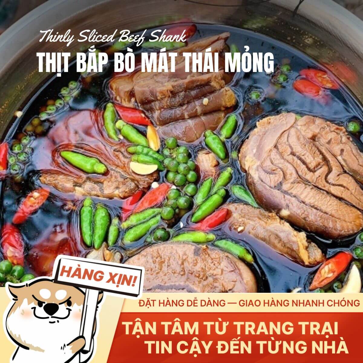 Thịt Bắp Bò Mát Việt Nam - Thái Mỏng 2.5mm - 250g